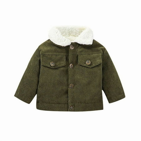 RUTAYY Children Boys Jacket Long Sleeve Solid Color Winter Fuzzy Corduroy Jacket with Warm Thickened Coat Kids Outdoor Windbreaker Classic Versatile Coat