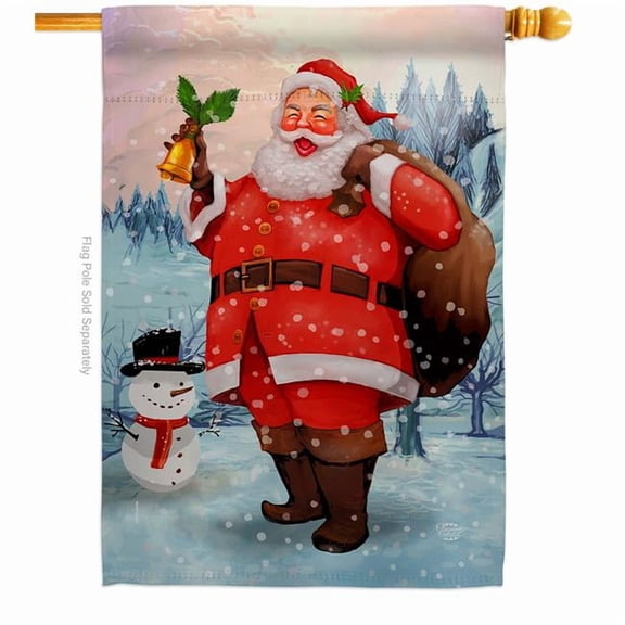 Ornament Collection H192281-BO 28 x 40 in. Joyful Santa House Flag with Winter Christmas Double-Sided Decorative Vertical Flags Decoration Banner Garden Yard Gift