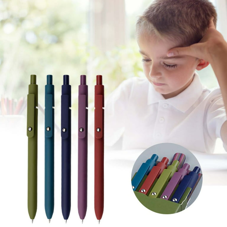 Kaco Pack of 5 Pieces Colored Ink Pens Retractable Cute Pens for Note  Taking 0.5mm Fine Point (Morandi II)