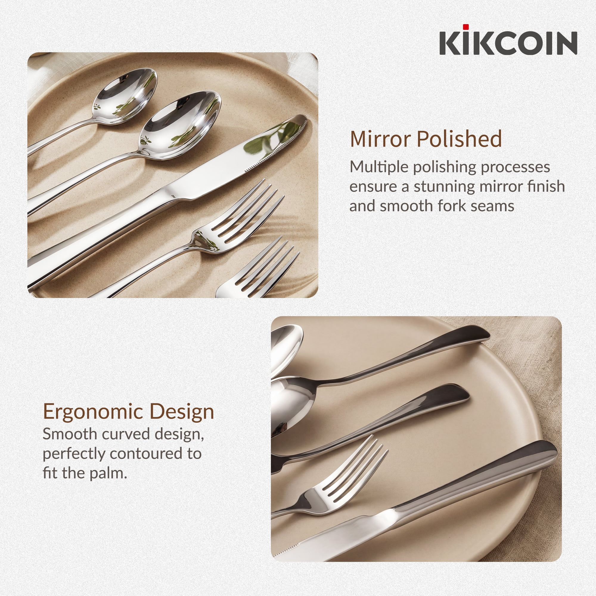 Kikcoin 49-Piece Stainless Steel Flatware Set for 8 photo 8