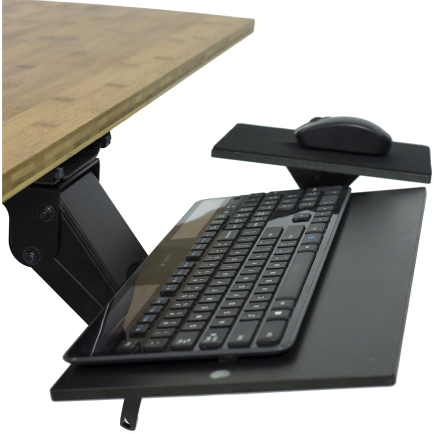 BLACK OR GREY UNDER DESK PULL OUT SLIDING KEYBOARD SHELF WITH MOUSE PAD 