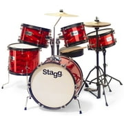 Stagg Complete 5-Piece Junior Drum Set with Hardware - Red - 8/10/10/12/16