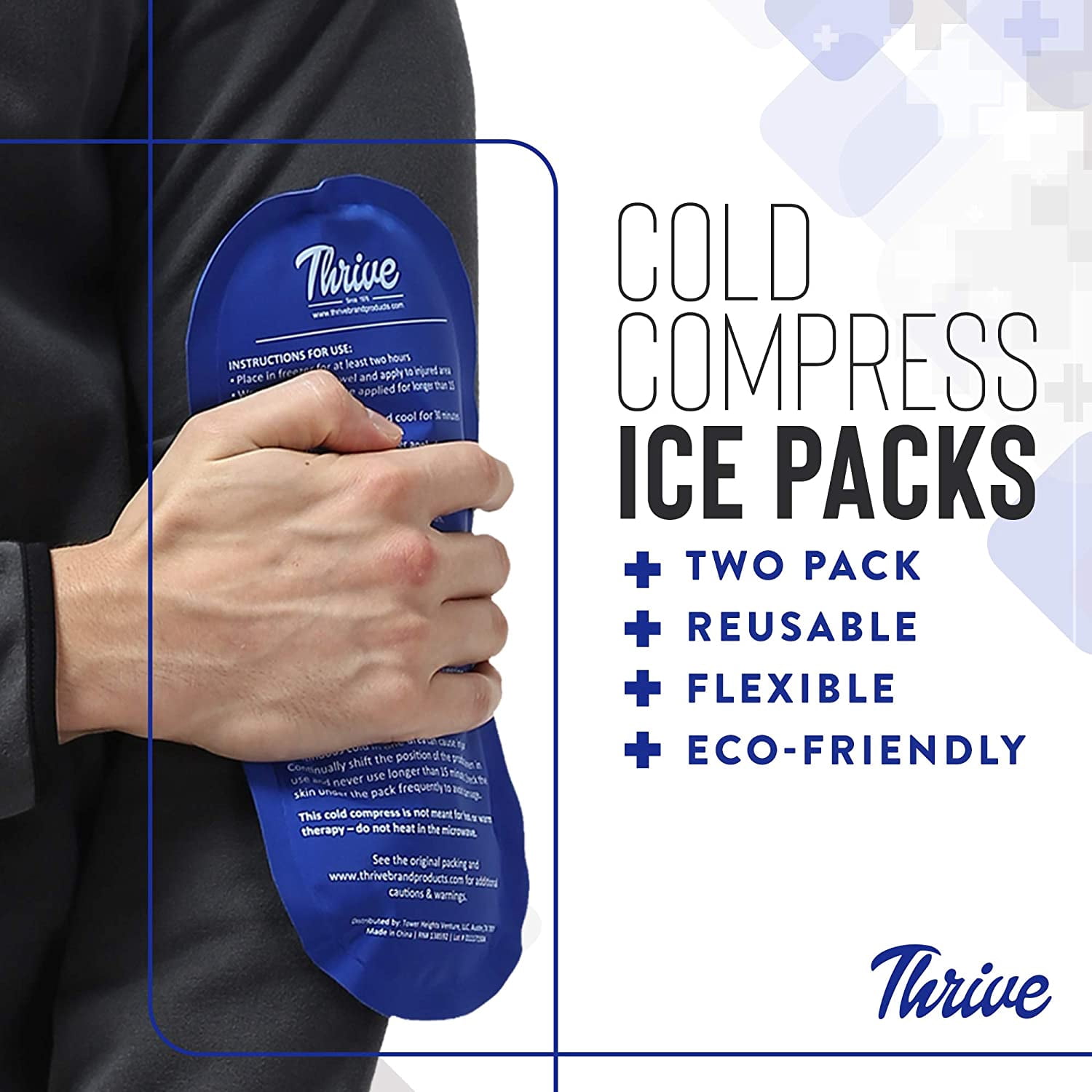 Reusable Gel Ice Pack Cold Compress, 2 Pack Soft Flexible Pain Relief for Injuries