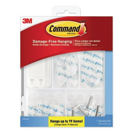 Clear Hooks And Strips, Plastic, Asst, 16 Picture Strips/15 Hooks/22 Strips/pk | Bundle of 2 Packs