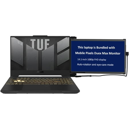 ASUS TUF Gaming F15 Gaming/Entertainment Laptop (Intel i5-12500H 12-Core, 15.6in 144 Hz Full HD (1920x1080), GeForce RTX 3050, 32GB RAM, Win 11 Pro) with Duex Max DS Monitor