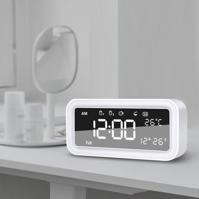 Reloj despertador digital BLESIY moderno pantalla LCD blanco