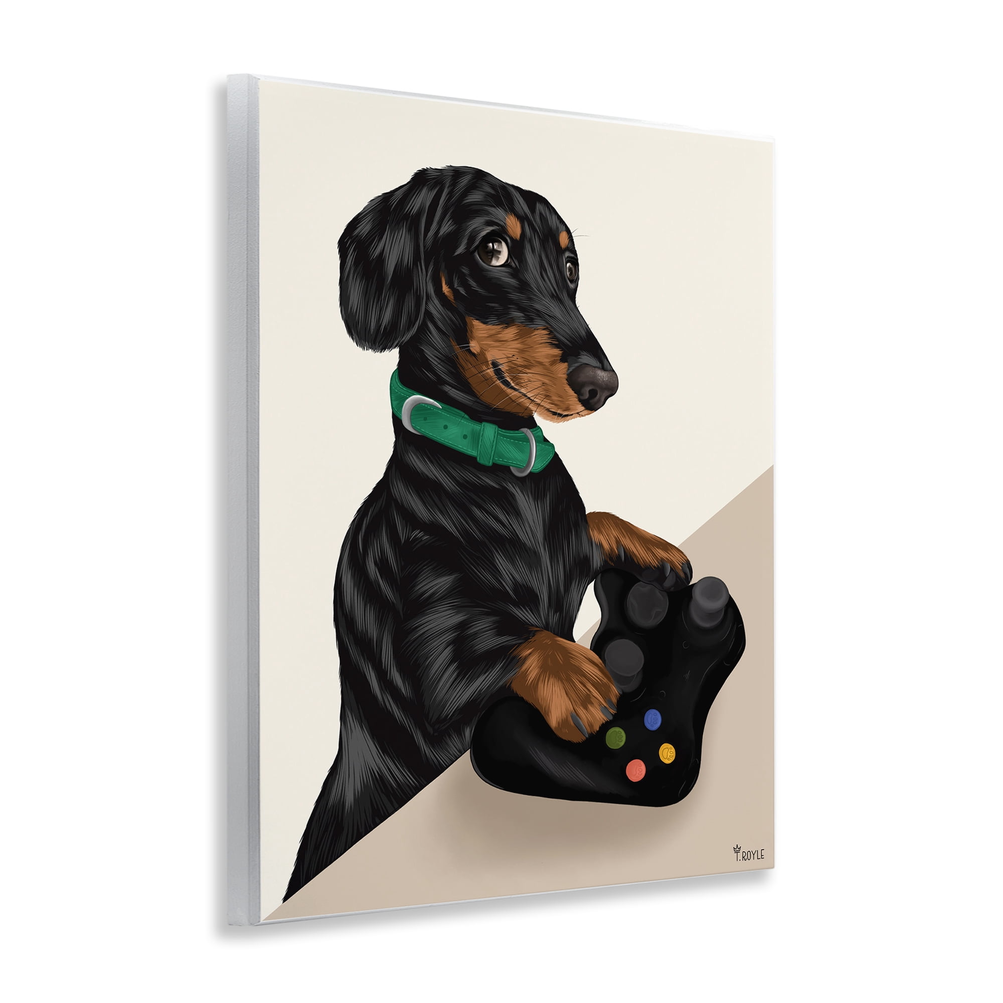 Stupell Industries Gamer Dachshund Dog Animals & Insects Painting Unframed Art Print Wall Art, 11 x 14
