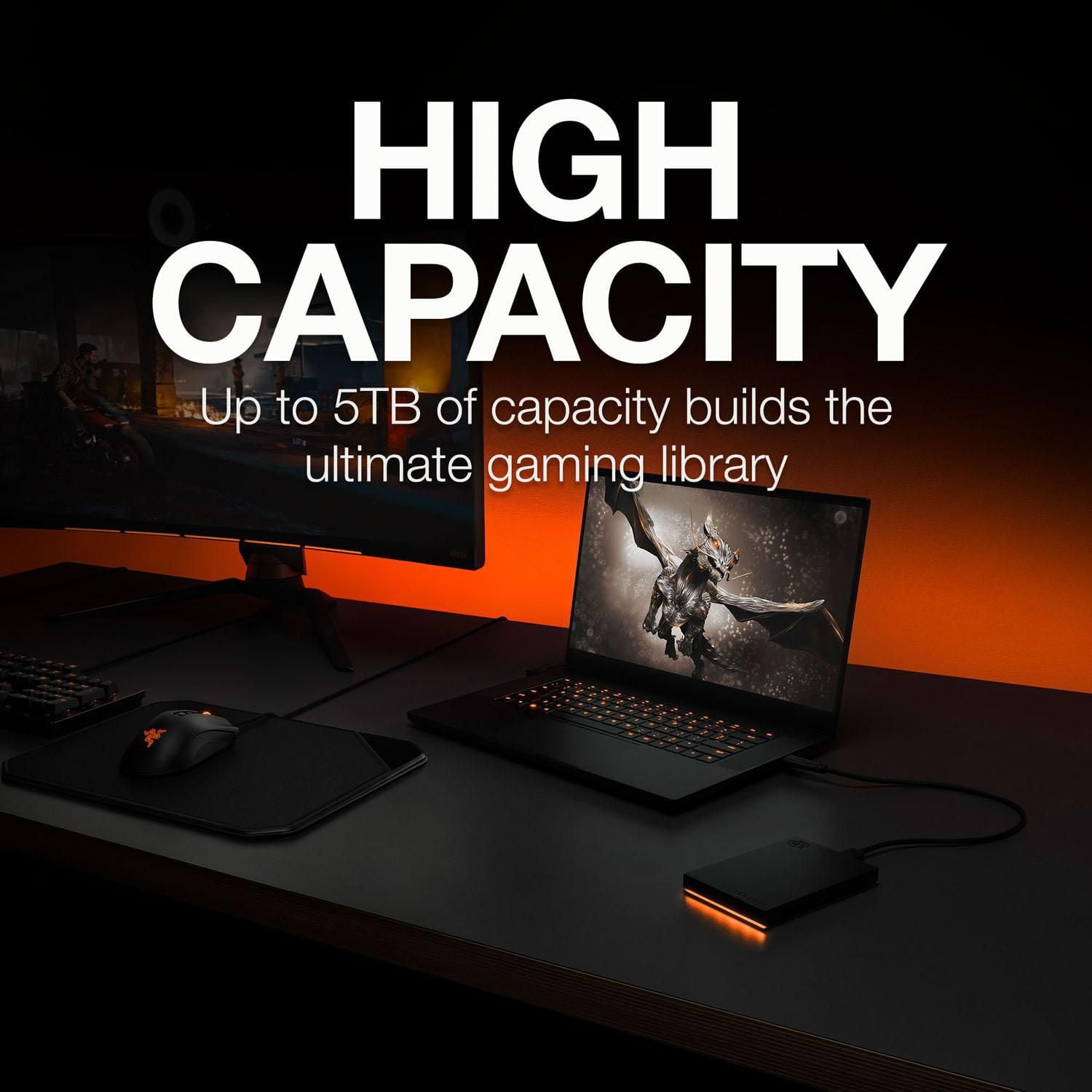 Seagate FireCuda Gaming Hard Drive External Hard Drive 1TB - USB 3.2 Gen 1, RGB LED Lighting for PC and Mac with Rescue Services (STKL1000400), Seagate 1TB HDD