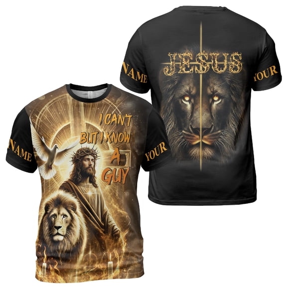 Lotusprinthandmade Personalized Lion Jesus All-over Print Unisex T-shirt 3D S-5XL (S), christian jesus shirt, jesus and lion graphic tee
