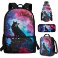 thumbnail image 7 of Jeiento Wolf Backpacks for Boys 10-12 Kids Backpack Elementary School Casual Daypack Travel Rucksack with Lunch Bag Pencil Case Bottle Sleeve Galaxy Sky Night, 7 of 7