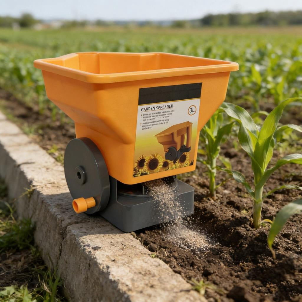 Hand Operated Lawns Spreader Tool Adjustable Flows Control For Uniform Distribution Of Compost Lime And Seedling