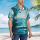 thumbnail image 3 of Fotbe Turquoise Ocean Reflection Camisa Hawaiana para Hombre Unisex – Camisa Casual de Verano con Botones de Manga Corta de Algodón y Lino,3X-Large, 3 of 7