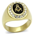 thumbnail image 1 of Alamode TK766-9 Men IP Gold Stainless Steel Ring with Top Grade Crystal in Clear - Size 9, 1 of 1