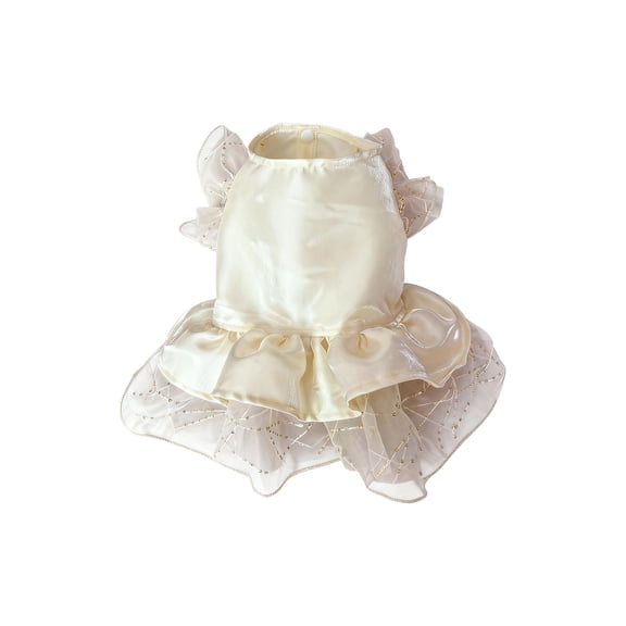Fasiaou Spring Summer Pet Wedding Dresses and Party Outfits for Small Medium Sized Dogs Festive Apparel for All Kinds of Celebrations,Beige