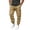 Khaki, variant on MXALUOB Men's Cargo Joggers Elastic Waist Drawstring Utility Winter Pants Solid Color Cinch Bottom Casual Trousers with Multi Pockets