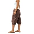 thumbnail image 5 of Karymi Pants for Women Capri Jogger Pants, Elastic High Waist Baggy Cropped Harem Pants, Boho Casual Trousers With Side Pockets, 5 of 8