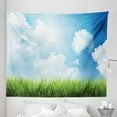 thumbnail image 1 of Sky Tapestry, Sunny Day Image with Green Grass Sun Rays Clouds Beauty of Nature Country Meadow, Fabric Wall Hanging Decor for Bedroom Living Room Dorm, 5 Sizes, Blue Green White, by Ambesonne, 1 of 1