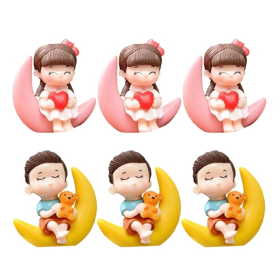Guangmc Kawaii Couple Figurines Wedding Cake Topper - 6pcs