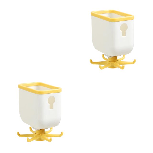 Cateissary Gancho de cocina Soporte de cuchara giratorio montado en la pared Estante de almacenamiento de baño de plástico Estante de blanco amarillo 2piezas