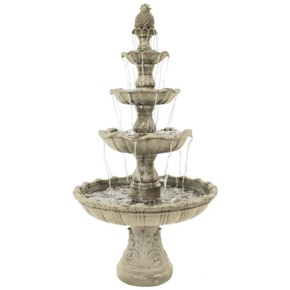 Sunnydaze Grand Courtyard Traditional Earth Resin 4-Tiered Outdoor Water Fountain