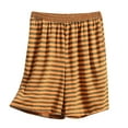 thumbnail image 4 of Pyjama Rayé pour Femme Été 2 Pcs Grande Taille Tenue de Détente T-Shirt à Manches Cap Courtes et Short Ensembles Pyjama en Modal Jaune, TG, 4 of 7