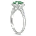 thumbnail image 2 of SZUL Women's 5MM Cushion Cut Green Amethyst and Diamond Halo Ring in 10K White Gold, 2 of 5