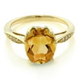 thumbnail image 3 of Gem Stone King 14K Yellow Gold Yellow Citrine and Diamond Engagement Ring for Women (2.04 Cttw, Oval 10X8MM, Gemstone Birthstone, Available 5,6,7,8,9), 3 of 5