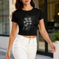 thumbnail image 2 of Women's Summer Cropped T Shirts Dandelion Graphic Print tees Short Sleeve Casual Crop Tops, 2 of 7