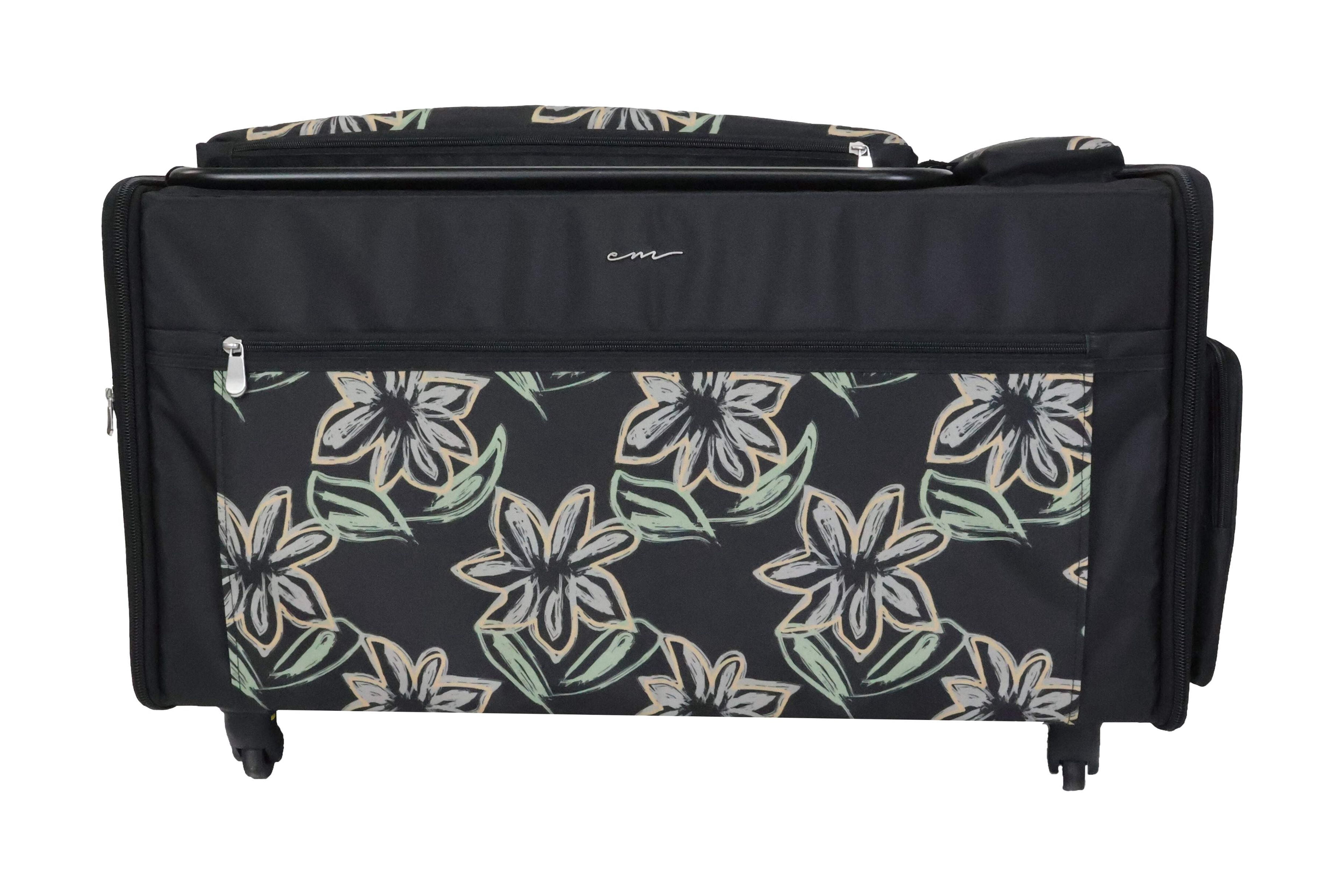 Everything Mary Jumbo 5 Wheel Collapsible Rolling Sewing Machine Storage Case, Floral