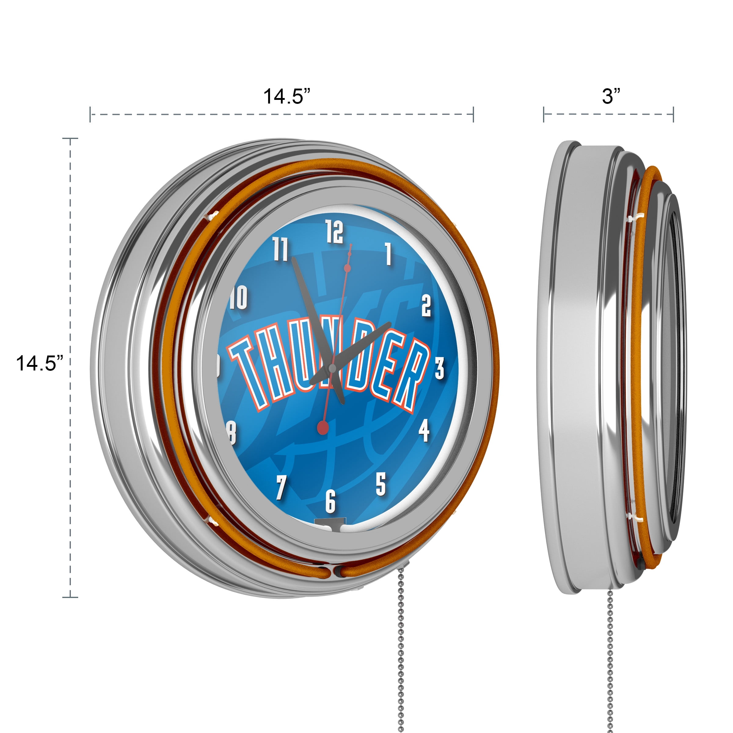 New Orleans Pelicans Fade Retro Neon Analog Wall Clock with Pull Chain