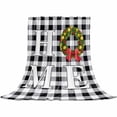 thumbnail image 2 of HOME Christmas Wreath Throw Flannel Blanket 40x50In Bow Retro Black And White Check Super Soft Cozy Bed Blanket, Lightweight Plush Fuzzy Bed Throw for Bedroom Sofa Couch Living Room, 2 of 4