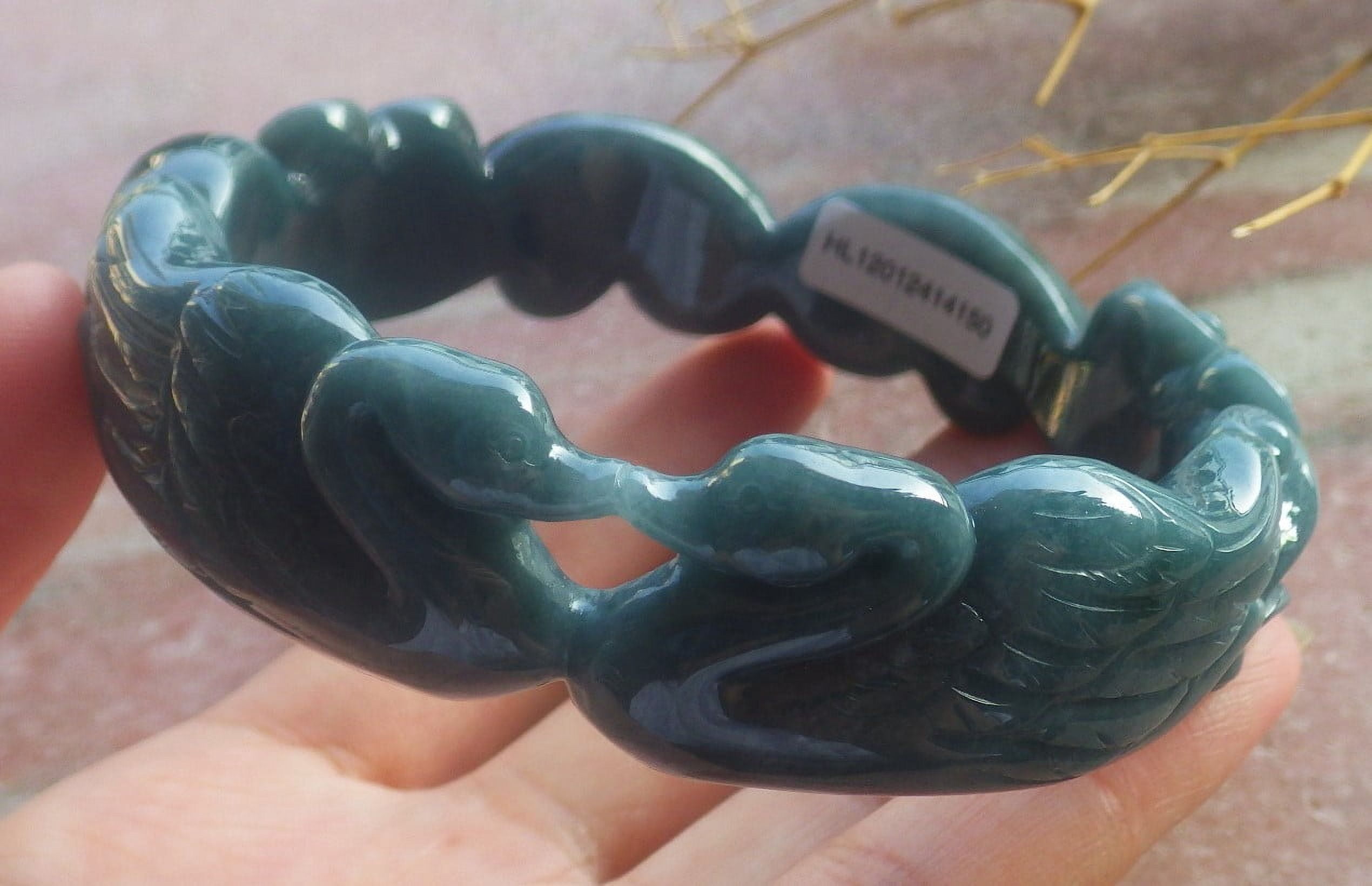 Gree Natural A JADE Jadeite Swan Bangle Bracelet 68 mm 688738 TN