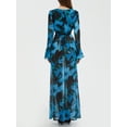 thumbnail image 6 of Douhoow Women Coverups Sheer Mesh Kimono Long Sleeve Deep V Neck Split Beach Dress, 6 of 9