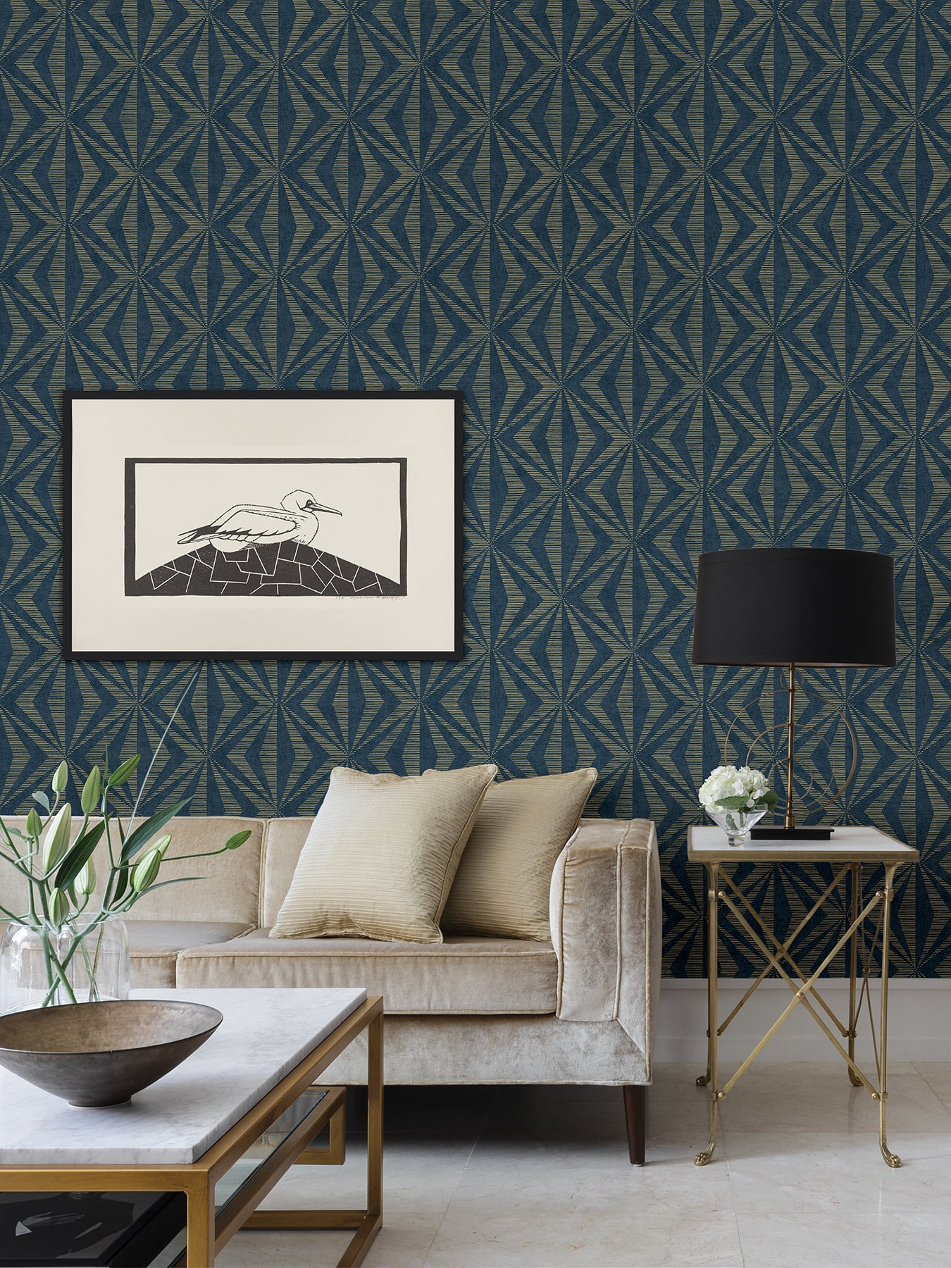 Advantage Monge Blue Geometric Wallpaper
