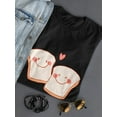 thumbnail image 3 of Bread Love Cute Bread Couple Graphic Women Black T-Shirt, Female Small, 3 of 4