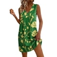 thumbnail image 3 of Summer Short Dresses for Women Plus Size Floral Printed V-Neck Sleeveless Casual Summer A-Line Loose Dress with Pockets, 3 of 8