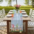 thumbnail image 4 of Table Runners 72 Inches Long Dress Scarves, Easter Bunny Gnomes Farmhouse Kitchen Table Runner, Coffee Tablerunners, Spring Easter Eggs Floral Blue Wood 16x72 Inch, 4 of 9