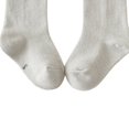 thumbnail image 4 of POINTERTECK Little Girls Stockings  Plain Color/Patchwork Side Bow-Knot Midi Tube Socks  Breathable Elastic Knee-Length Socks, 4 of 8