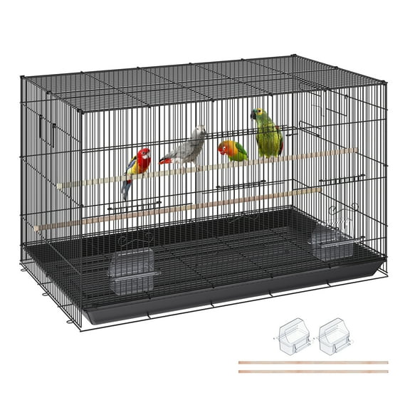 KFFKFF 30 inch Bird Cage, Durable Metal Cage for Small Parrots Budgies, Lovebirds and Canaries, Include Movable Tray and 2 Perches