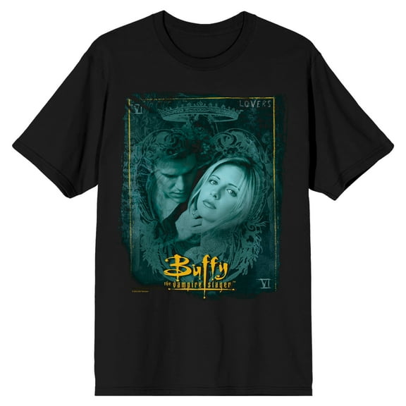 Buffy The Vampire Slayer Buffy Anne & Angel Crew Neck Short Sleeve Men's Black T-shirt-XL