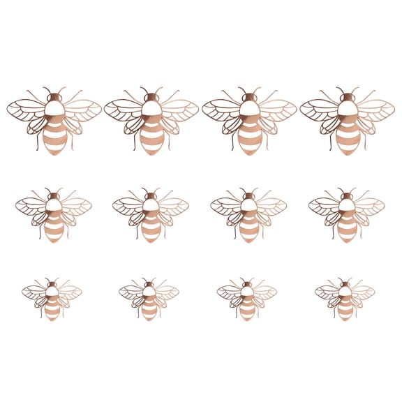 12PCS Hollow Bee Wall Stickers - Foldable Cardboard Decor, Strong Stickiness, For Party/Nursery/Home