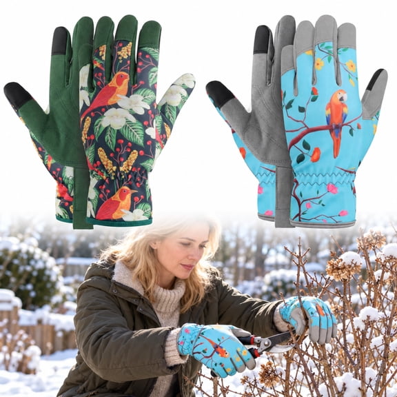 Lingsida 2pairs Leather Gardening Gloves for Women Men, Thorn-Proof Working Gloves for Weeding, Digging, Planting, Raking and Pruning
