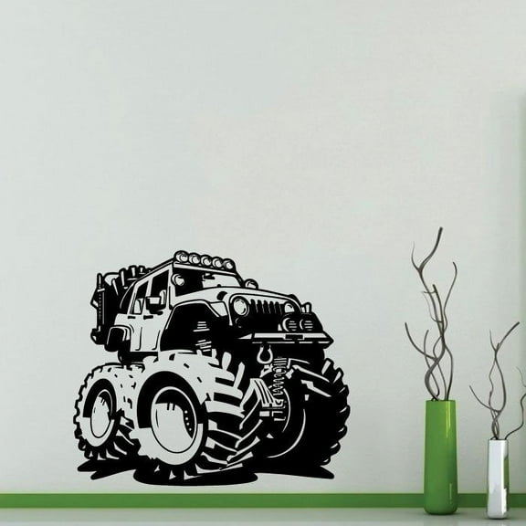 Big Wheels Monster Truck Cars Trucks Toy Car Ride Wall Sticker Art Decal for Girls Boys Room Bedroom Nursery Kindergarten House Fun Home Decor Stickers Wall Art Vinyl Decoration Size (30x30 inch)