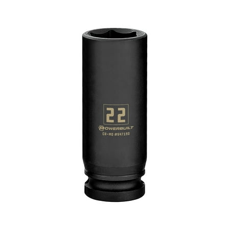 UPC: 0028907367743 | Powerbuilt 1/2 Inch Drive x 22 MM 6 Point Deep Impact Socket – 647190