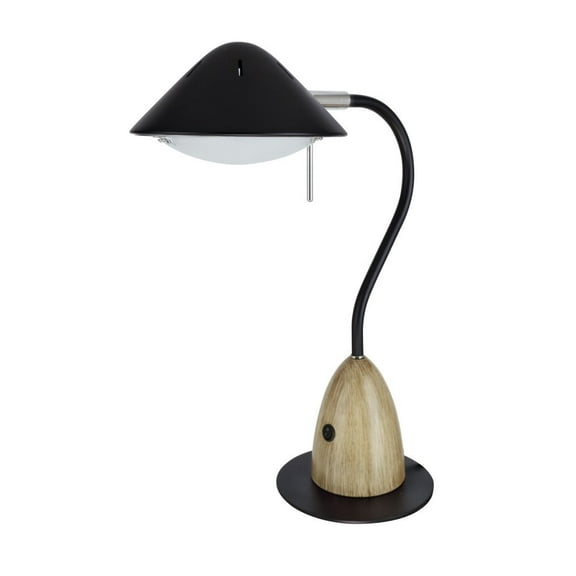 Aspen Creative 40102-2, Dimmable LED Desk Lamp, 7W Modern Design in Black with Wood Grain Finish, 18 1/2" High