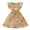 Khaki, variant on Girls' Summer Striped Flutter Sleeve Dress With Ruffled & Adjustable Waist Belt Casual Round Neck Beachwear Toddler Cardigans 2t
