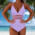 thumbnail image 6 of Roncen Women's Tummy Control Swimsuits Mesh Sexy One Piece Bathing Suits Slimming V Neck Swimwear, 6 of 9