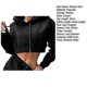 thumbnail image 3 of 2 Pcs/Set Women Fall Hoodie Pants Set Long Sleeve Thick Hooded Short Top Drawstring Elastic Waist, 3 of 4