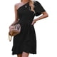 thumbnail image 3 of SAYOO , vestidos de noche de verano para mujer, color sólido, un hombro, volantes, minivestido de fiesta para mujer SAYOO Moda, 3 of 9