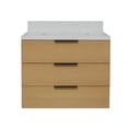 thumbnail image 6 of Oslo 30" Floating Wall Mounted Bathroom Vanity with Blonde Veneer Cabinet and Matte White Top, 6 of 6